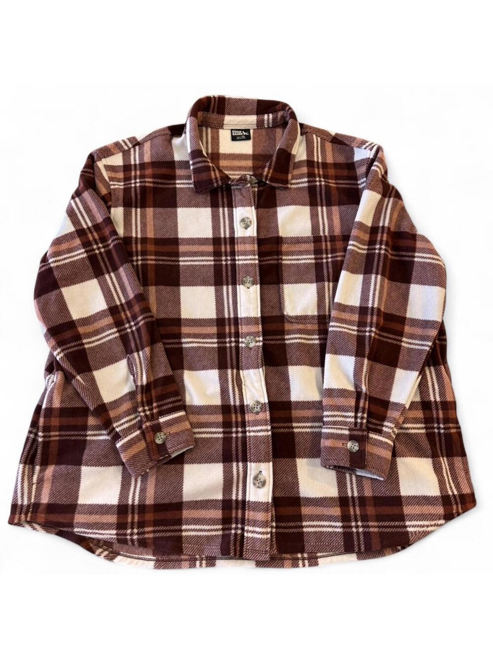Eddie Bauer Microfleece Shirt Jacket Women’s XXL Plaid Button Up